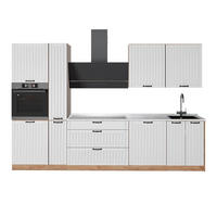 KÜCHENZEILE Fame-Line, Weiß Landhaus/Goldkraft Eiche, 310 cm, AP Marmor - Honigeiche/Weiß, Holzwerkstoff (310/206.8/60cm) - Vicco