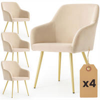 ČALÚNENÁ STOLIČKA, sada 4 ks, kovové nohy béžové, zlaté 54,5/83/58 - béžová, textil (55/83/51cm) - RAUMHIRSCH FURNITURE