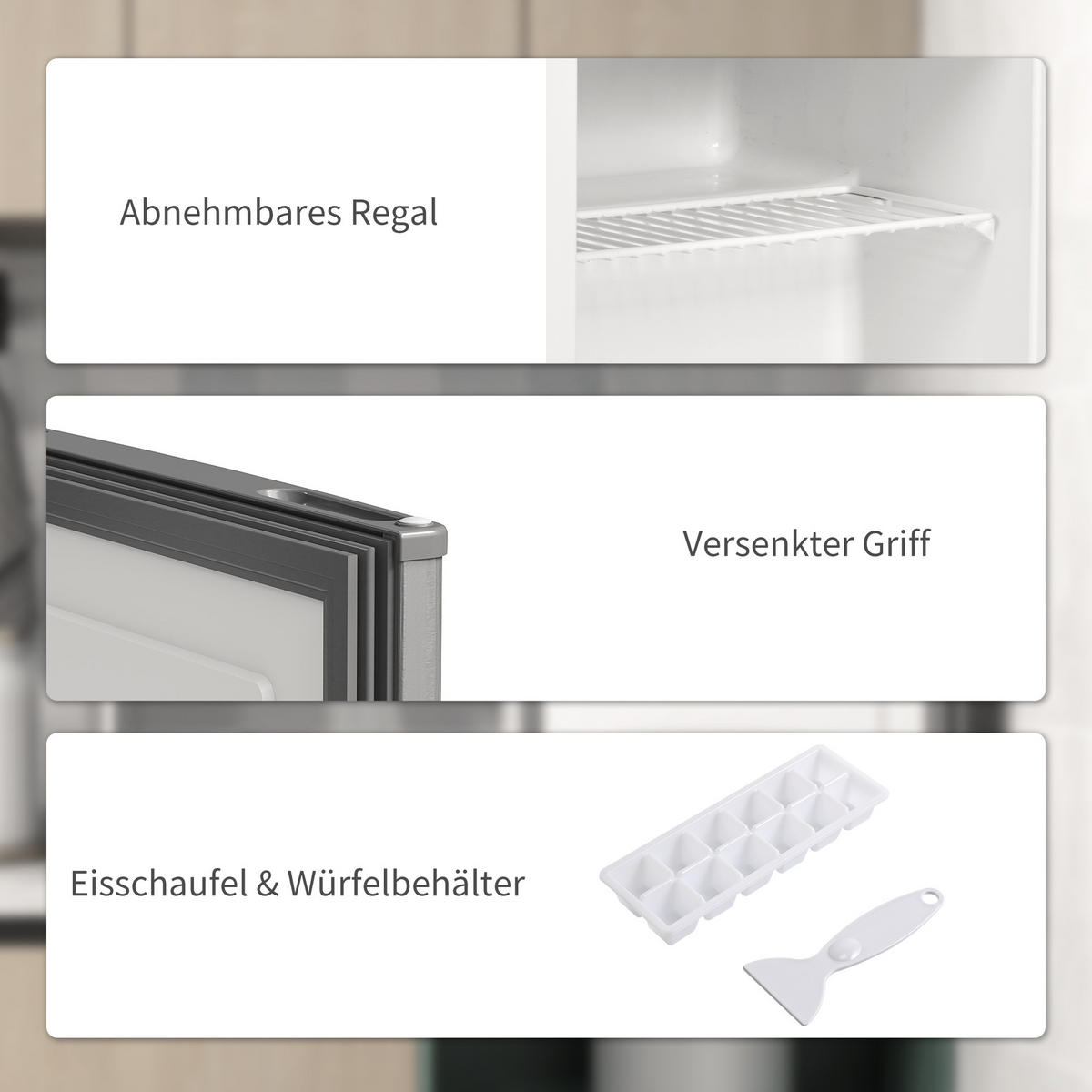 MINI-GEFRIERSCHRANK aus Stahl Kunststoff Grau - Grau, Kunststoff (44.2/48.8/47cm) - HOMCOM