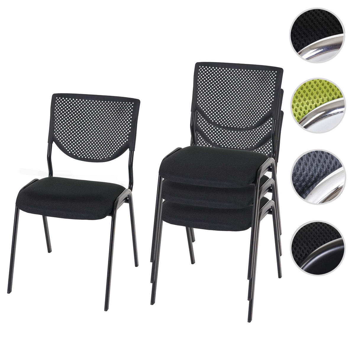 BESUCHERSTUHL Schwarz 4er-Set - Schwarz, Textil (49/83/58cm) - MCW