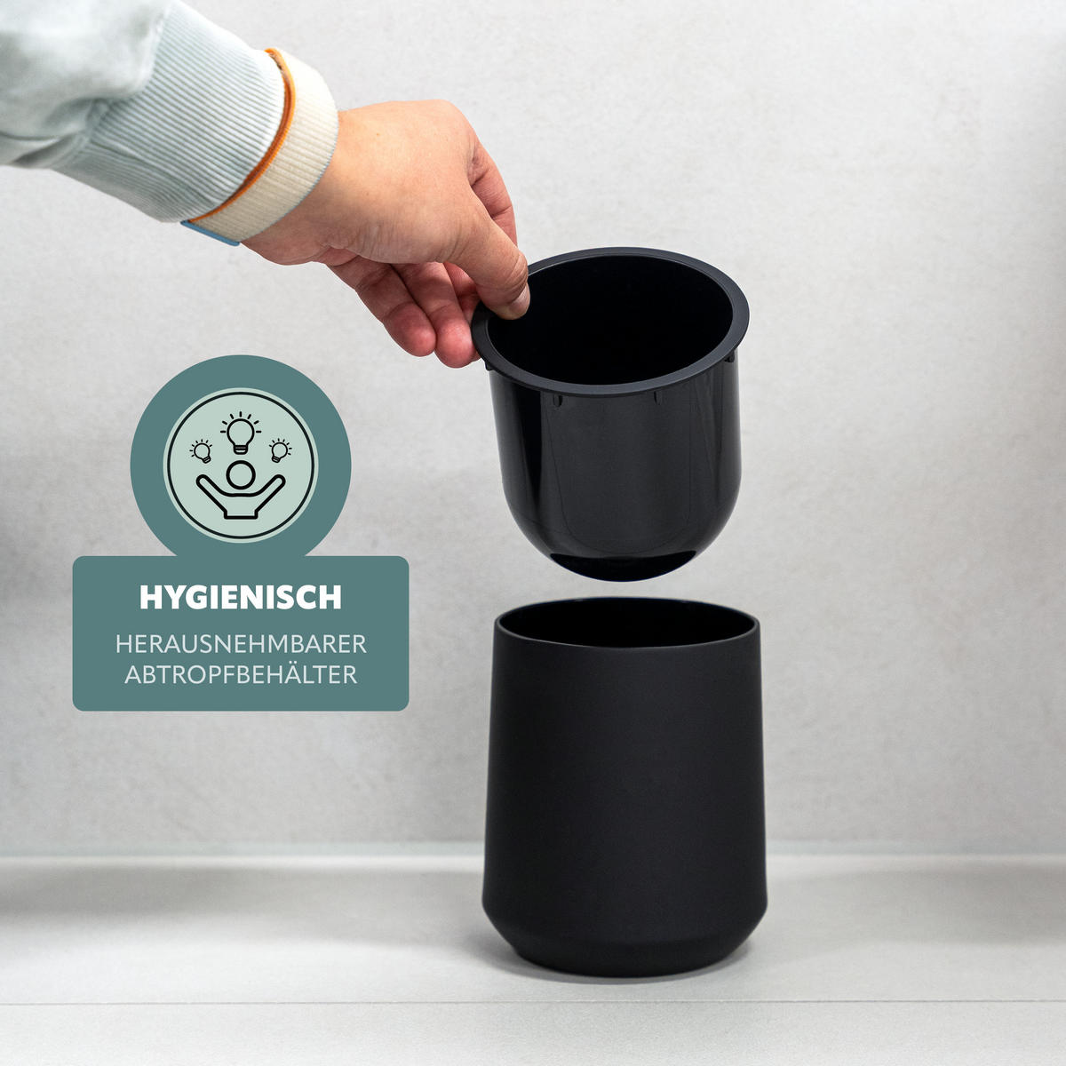 WC-GARNITUR TESERO, Kunststoff, schwarz - Schwarz, Kunststoff (10.5/39.5/10.5cm) - eluno