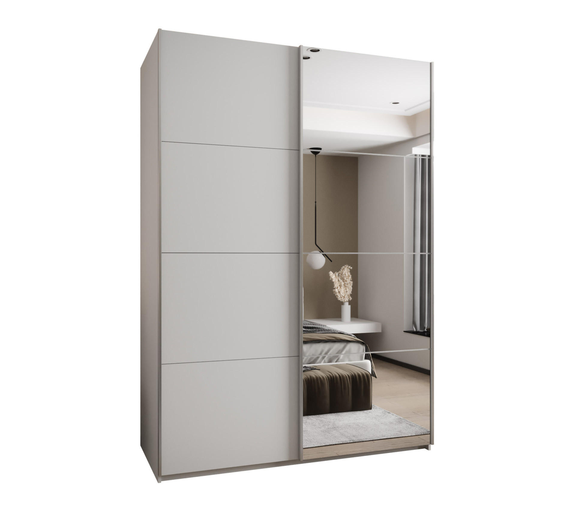 SCHWEBETÜRENSCHRANK 245,5/170/64 2-türig - Silberfarben/Weiß, Holz/Metall (170/245/64cm) - Abiks Möbel