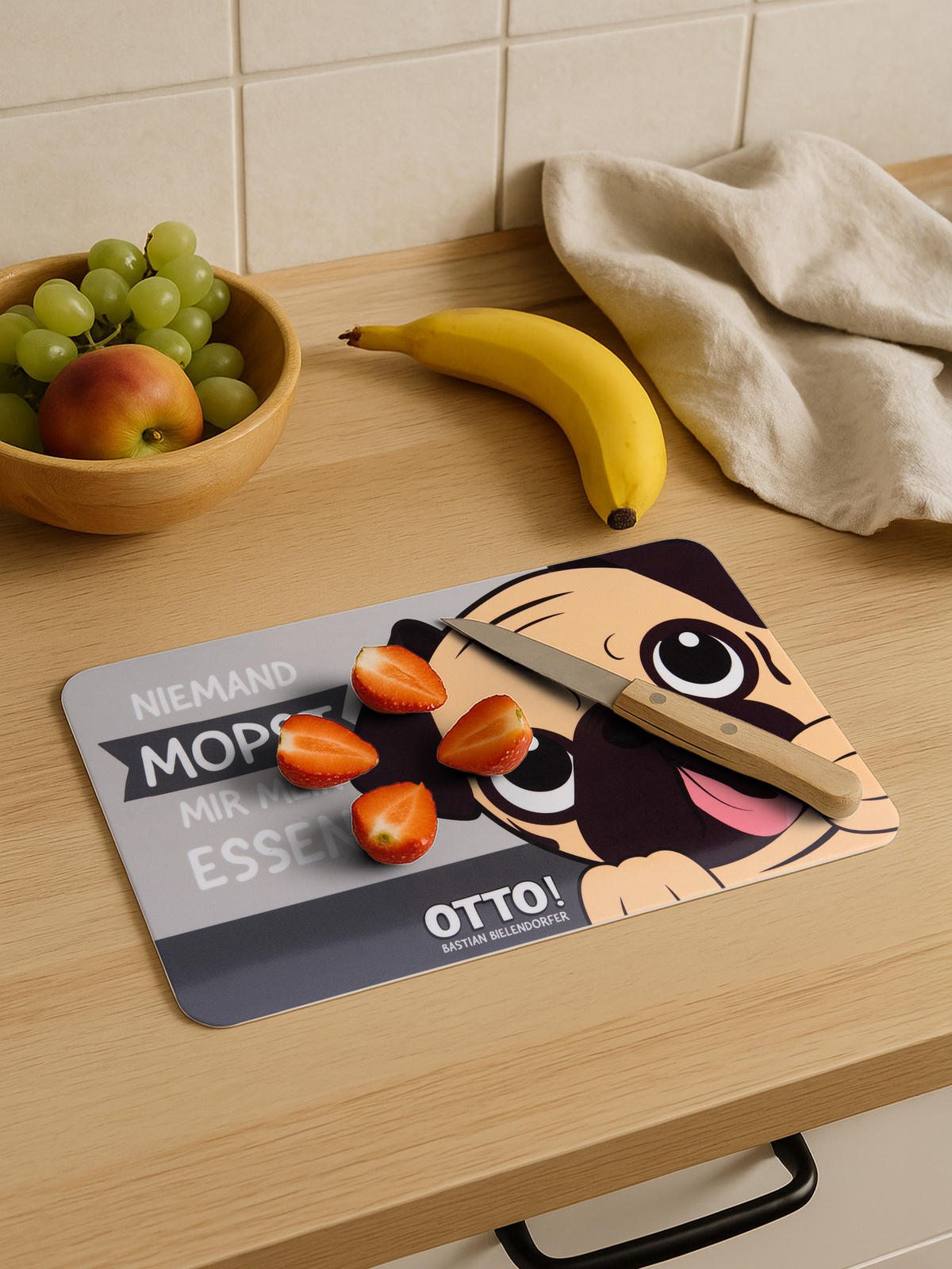 BRETTCHEN Bastian Bielendorfer Niemand mopst mir mein Essen! Grau 14,5 x 23,5 cm - Grau, Kunststoff (14.5/23.5cm) - United Labels