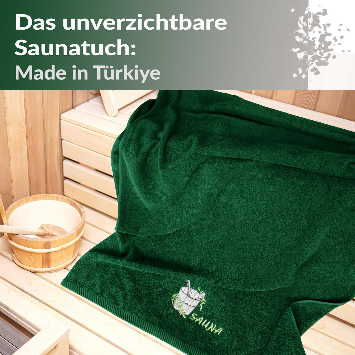 SAUNATUCH Lillby Tannen Grün 100x200 cm - Waldgrün, Textil (100/200cm) - Lashuma
