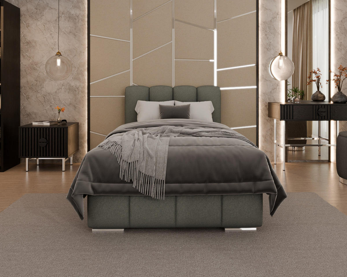 POLSTERBETT Zaira 100x200cm – Elegantes Polsterbett für modernen Wohnstil , ohne matratze, grau - Grau, Holz (100/200cm) - Homesy