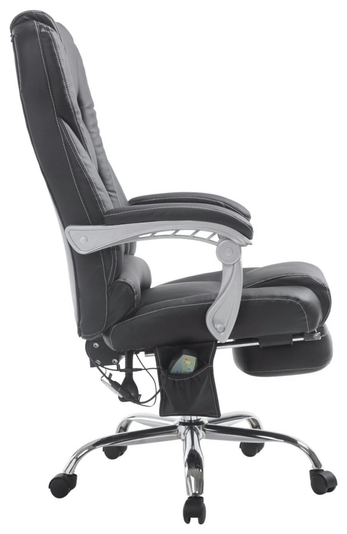 CHEFSESSEL Lederlook schwarz - Chromfarben/Schwarz, Textil/Metall (68/118/64cm) - CLP