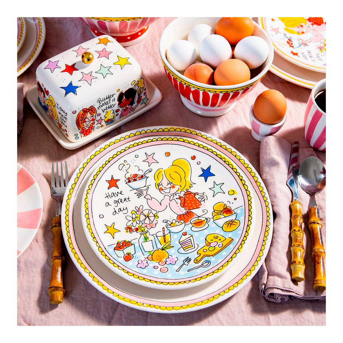 FRÜHSTÜCKSTELLER Toller Tag in Bunt - 22cm - Multicolor, Keramik (21.8/21.8/2.5cm) - Blond Amsterdam