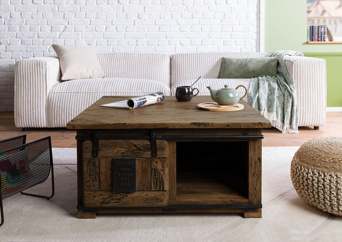COUCHTISCH Mango 90x90x45 braun lackiert RAILWAY #4006 - Braun, Holz (90/90/45cm) - Massivmoebel24