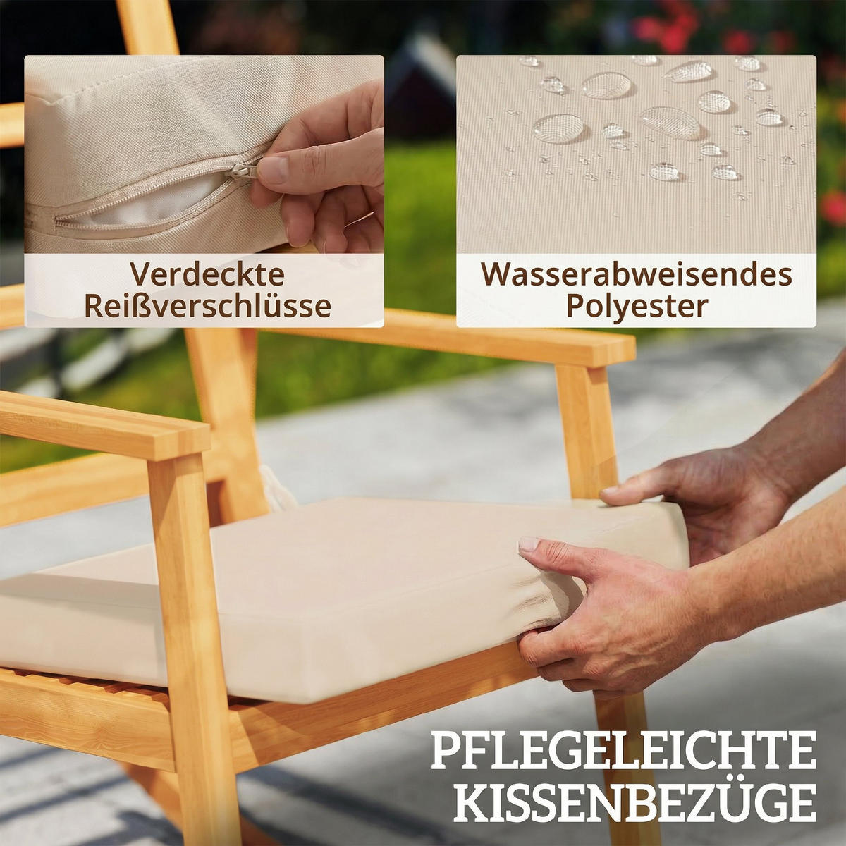 SCHAUKELSTUHL DE-07060 hohe Rückenlehne, inkl. Kissen, Beige - Beige, Holz (60/107/89cm) - ComfortXL