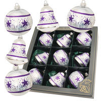 CHRISTBAUMSCHMUCK Flieder-Design Silberfarbig 8cm (Glas / 9 Stk.) - Silberfarben, Glas (8/8/4cm) - Krebs Glas Lauscha