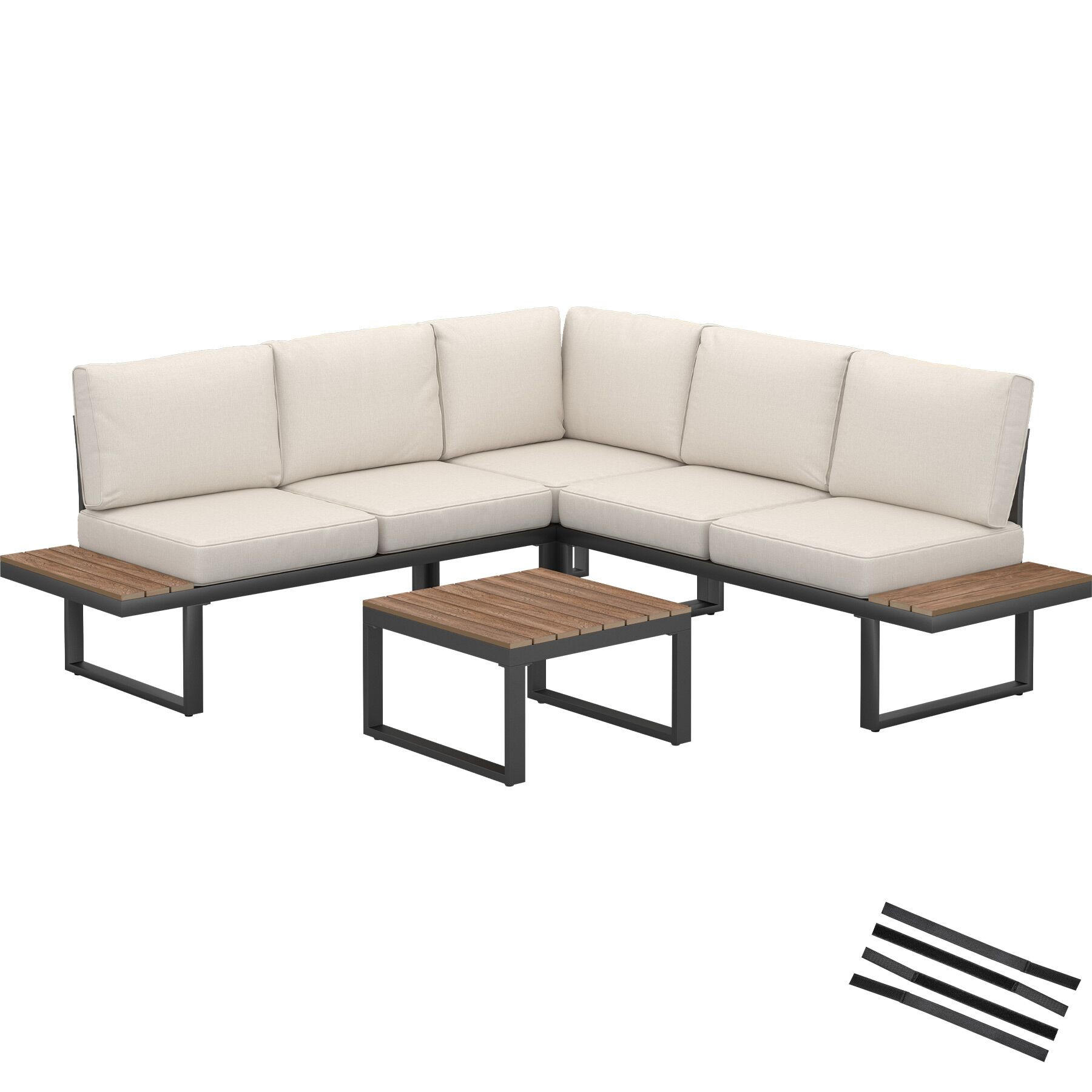 GARTEN-LOUNGE-SET Eliar,höhenverstellbare Ausgleichsschrauben,schwarz - Schwarz, Kunststoff - tectake