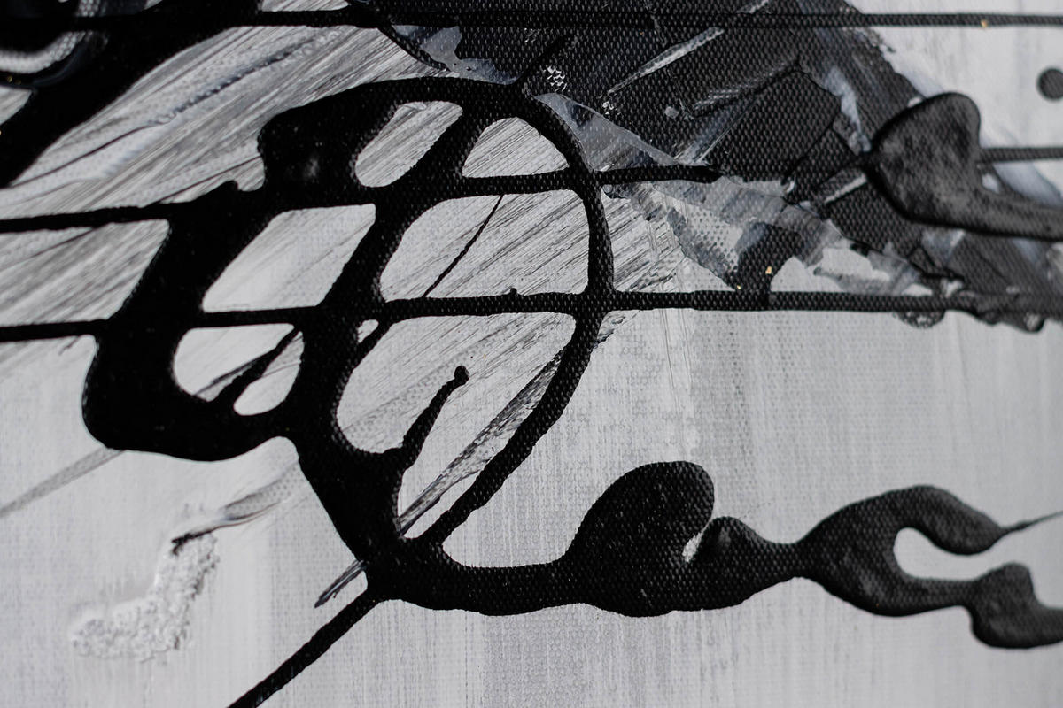ACRYLBILD HANDGEMALT 60/90 cm - Schwarz, Holz/Textil (60/90cm) - KUNSTLOFT