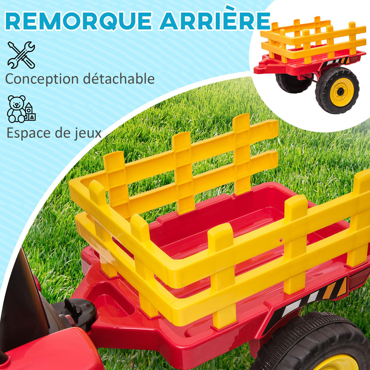TRAKTOR DE-13104 abnehmbarer Anhänger - Rot, Kunststoff (136.5/50/52.5cm) - ComfortXL