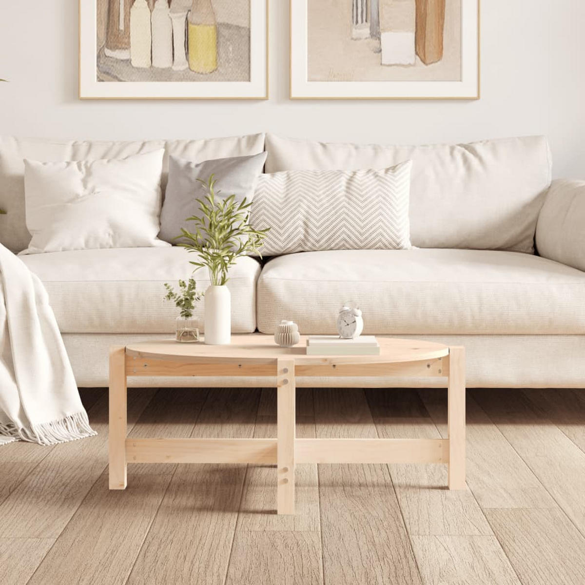 COUCHTISCH 87x48x35 cm Massivholz Kiefer - Naturfarben, Holz (87/48/35cm) - furnicato