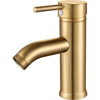 WASCHTISCHARMATUR gebürstetes Gold Einhebelmischer mit Keramikkartusche - Goldfarben, Metall (10.2/5/16.5cm)