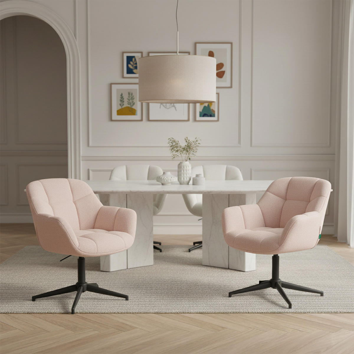 BÜROSTUHL Mika-Nala - Schwarz/Rosa, Textil/Metall (65/78/66cm) - DUBI Möbel