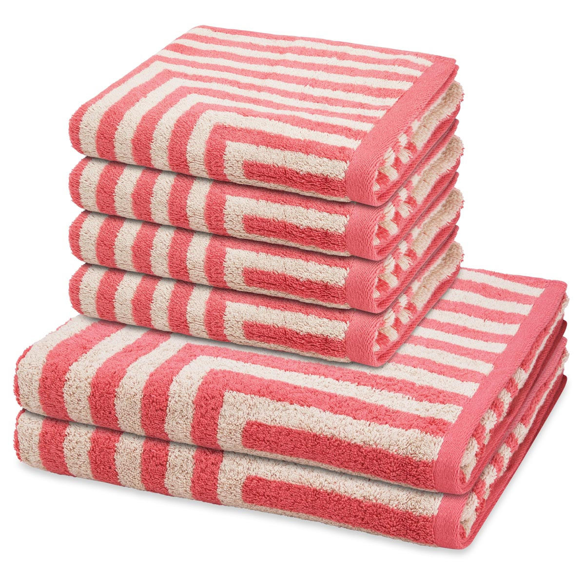 FROTTIERSET Grafik 6-teilig - Rot, Textil (50/100cm) - Ross