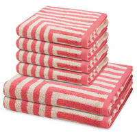 FROTTIERSET Grafik 6-teilig - Rot, Textil (50/100cm) - Ross