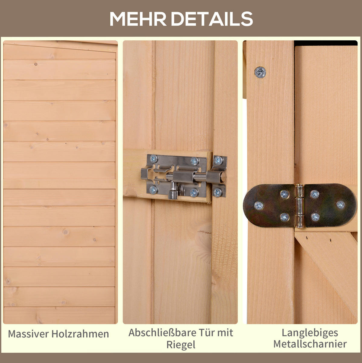 GARTENSCHRANK 75/56/115 cm mit 2 Innenböden und abschließbarer Tür, wetterfestes Holz, Naturholz - Naturfarben, Holz (56/115/75cm) - Redom
