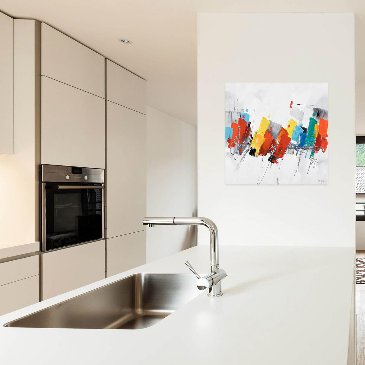 ÖLGEMÄLDE 80/80 cm - Weiß, Holz/Textil (80/80cm) - KUNSTLOFT