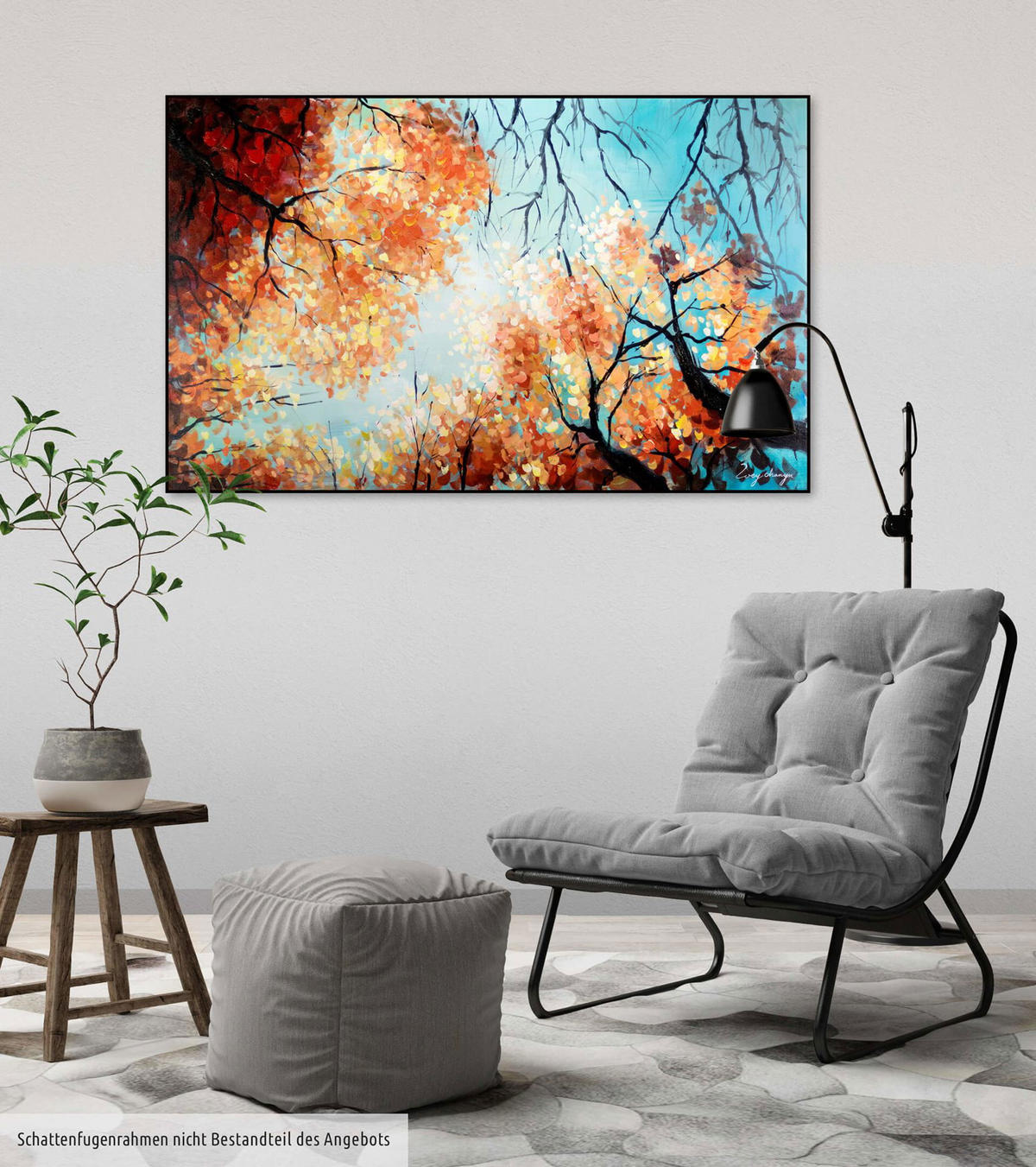 ÖLGEMÄLDE 120/75 cm - Blau/Orange, Holz/Textil (2.1/75cm) - KUNSTLOFT