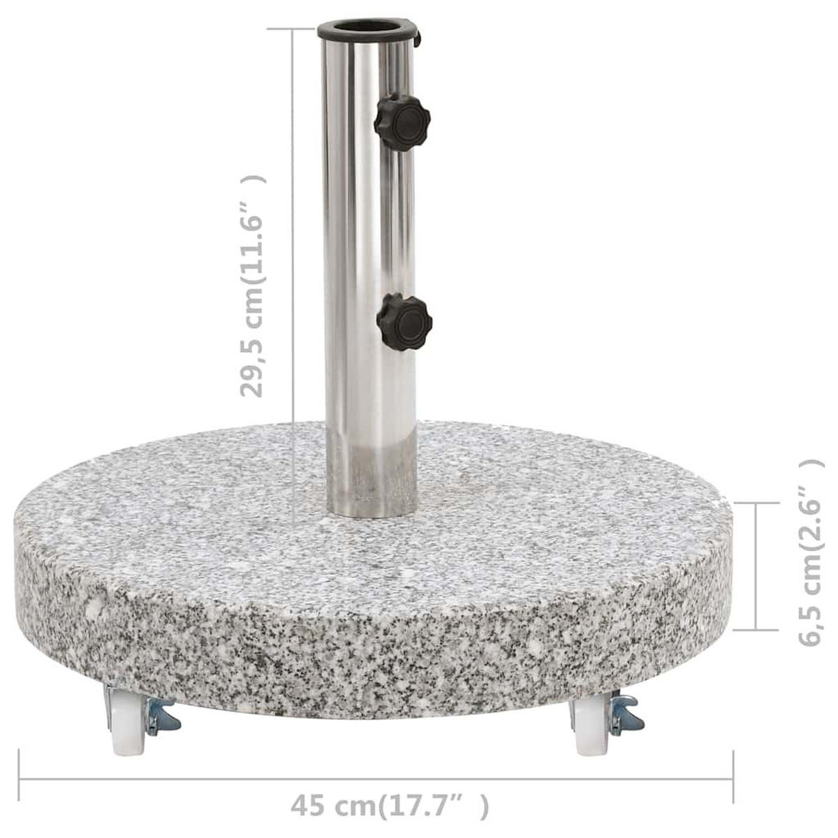 SONNENSCHIRMSTÄNDER Granit 30 Kg Rund Grau - Grau, Stein (45/45cm) - vidaXL