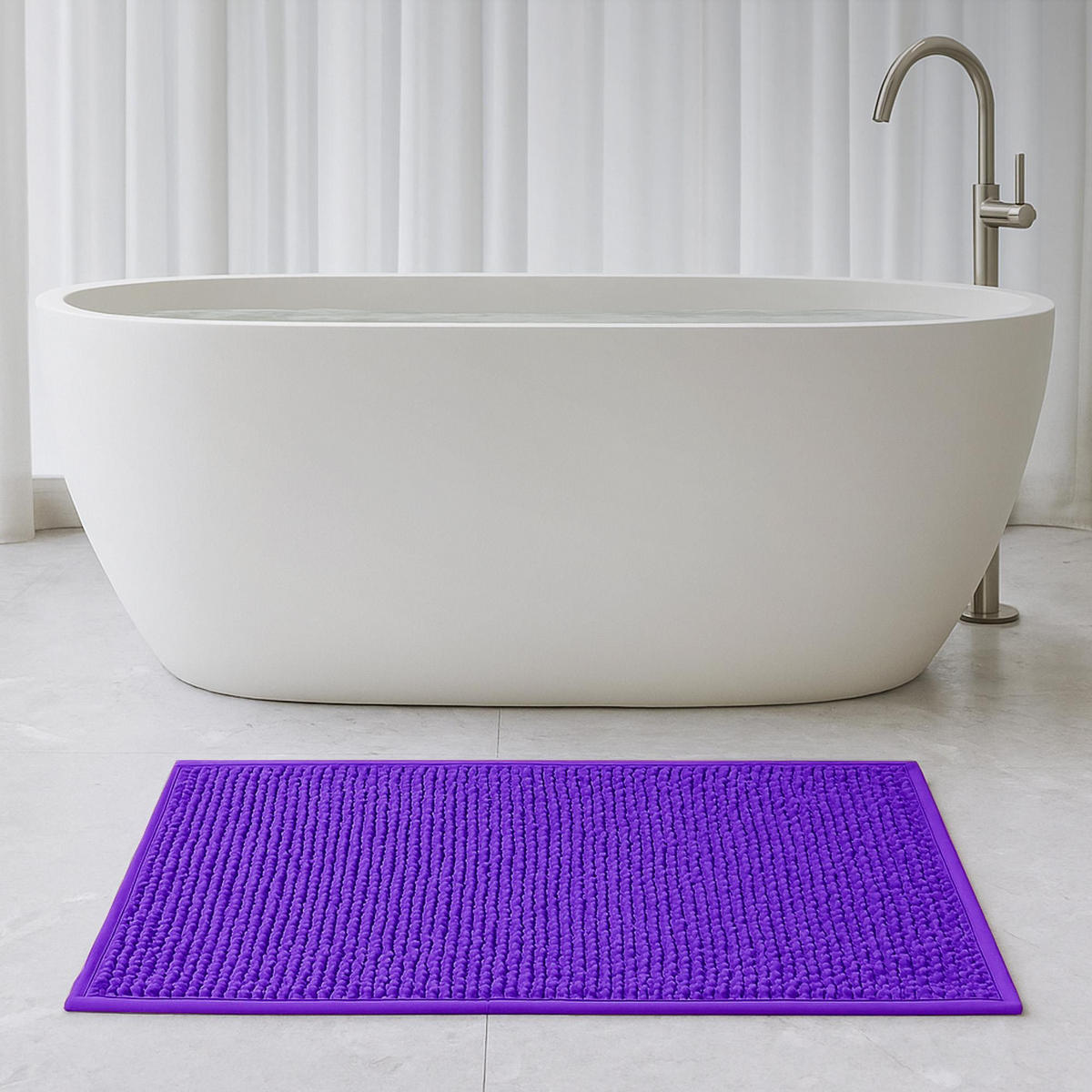 BADEMATTE Chenille Lila 60x90 cm - Lila, Textil (90/60cm) - Bestlivings