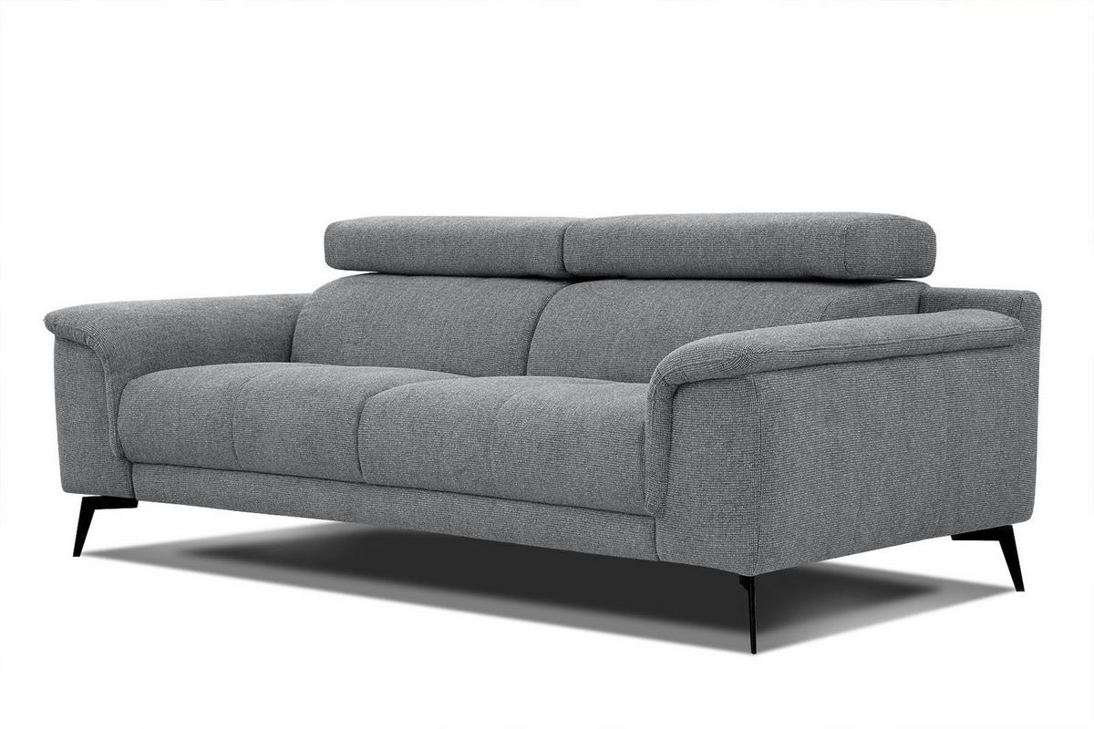 SOFA FIERO 3-Sitzer, grau - Schwarz/Grau, Holzwerkstoff/Textil (212/82/103cm) - Courtois Laville