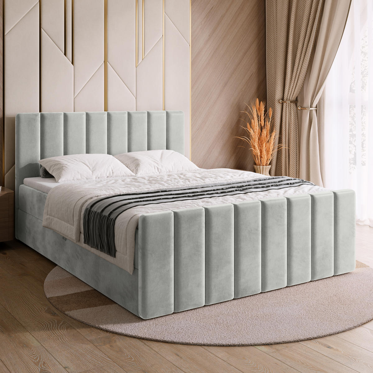 BOXSPRINGBETT Dream Duo mit Topper 160/200 Grau - Hellgrau, Kunststoff (160/200cm) - Bromarkt