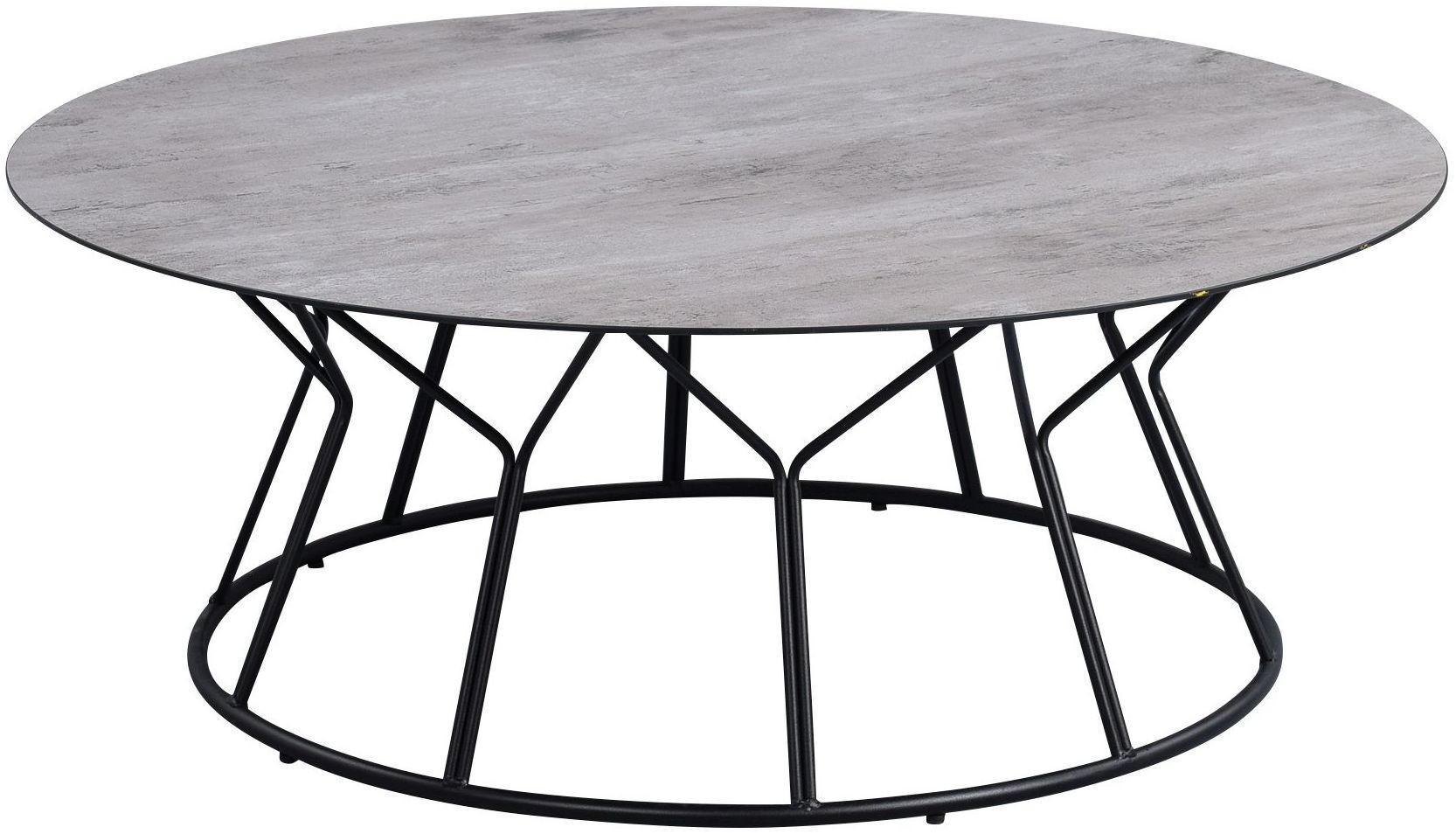 COUCHTISCH Lydia 3 Rund Metall in Keramikoptik 90/35/90 cm - Schwarz, Metall (90/35/12.85cm) - M2 Kollektion