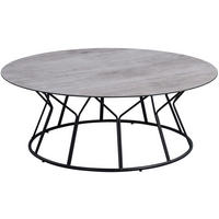 COUCHTISCH Lydia 3 Rund Metall in Keramikoptik 90/35/90 cm - Schwarz, Metall (90/35/12.85cm) - M2 Kollektion