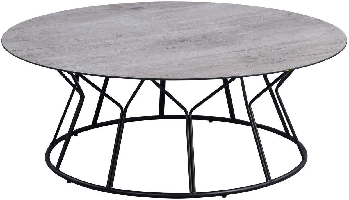 COUCHTISCH Lydia 3 Rund Metall in Keramikoptik 90/35/90 cm - Schwarz, Metall (90/35/12.85cm) - M2 Kollektion