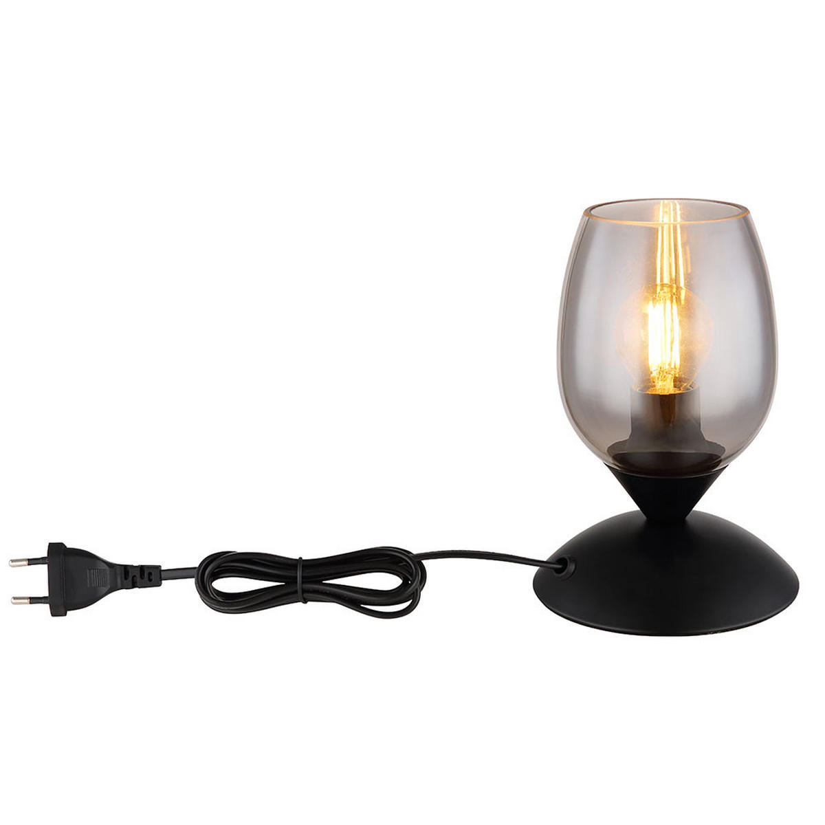 TISCHLEUCHTE Glas Rauch Schwarz - Schwarz, Glas (12.5/12.5/18cm) - Globo Lighting