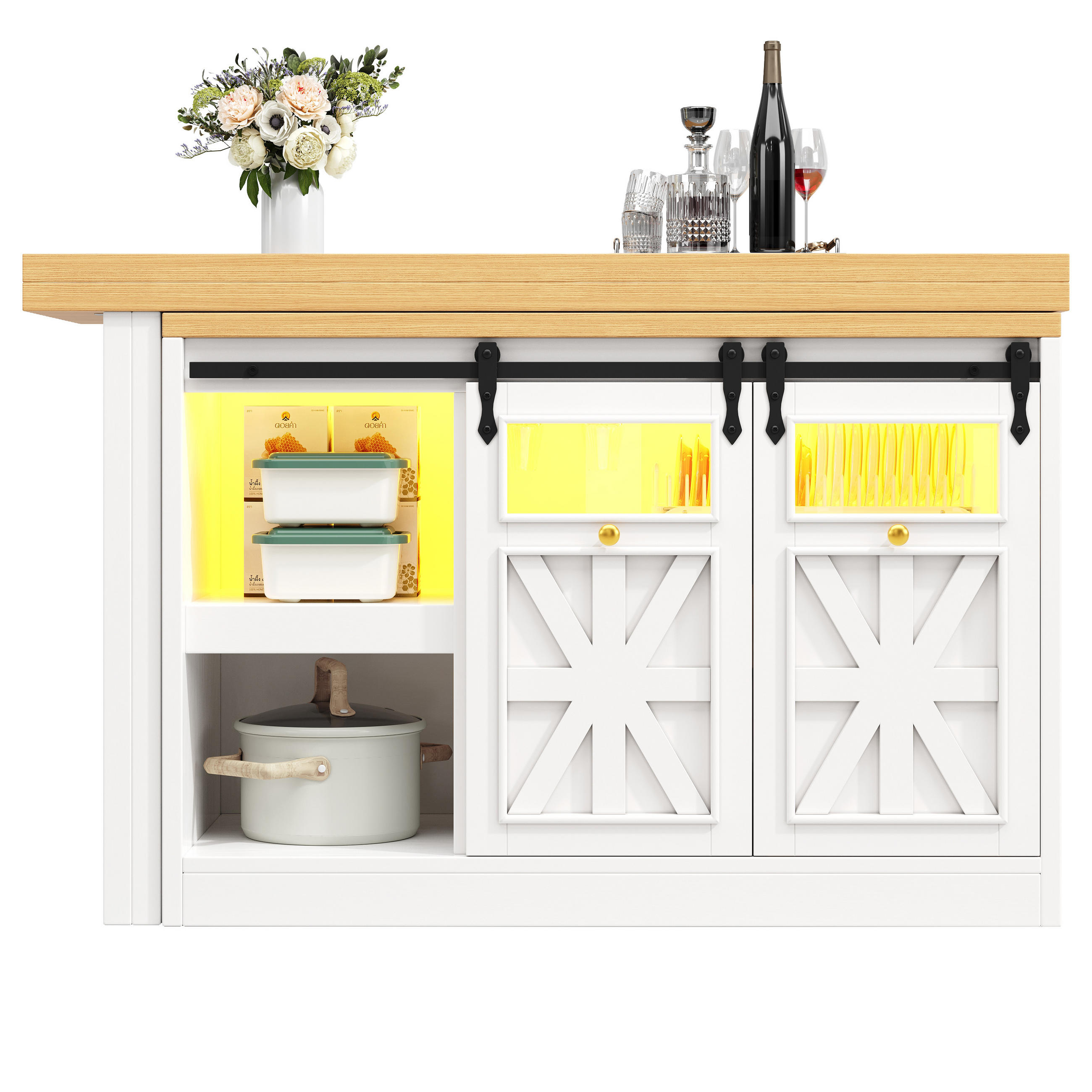BARTISCH DE-38582 ausziehbar 120-197 cm 360° drehbar und RGB-LED Weiß - Weiß, Holzwerkstoff (40/120/72cm) - ComfortXL