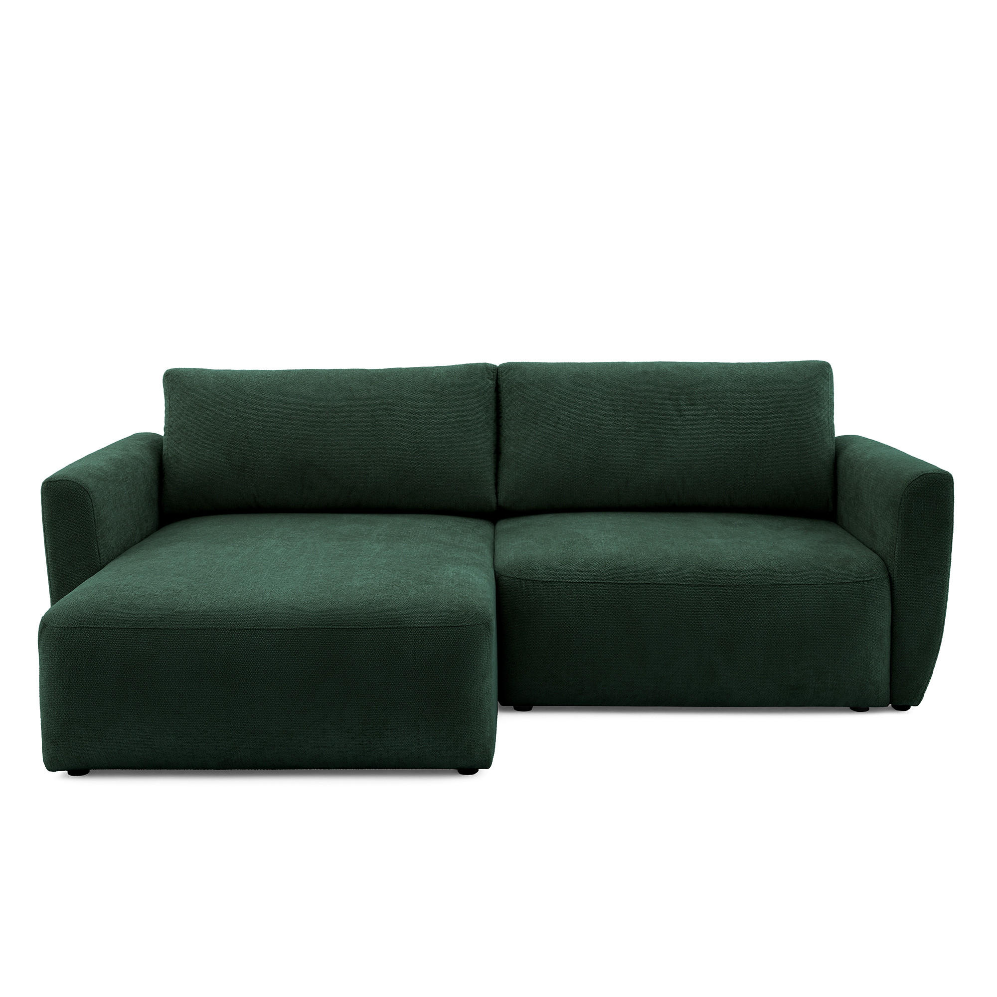 ECKSOFA BELLA L Links mit Schlaffunktion 140x205 Velours Dunkelgrün - Dunkelgrün/Schwarz, Holz/Kunststoff (230/165cm) - Muffo