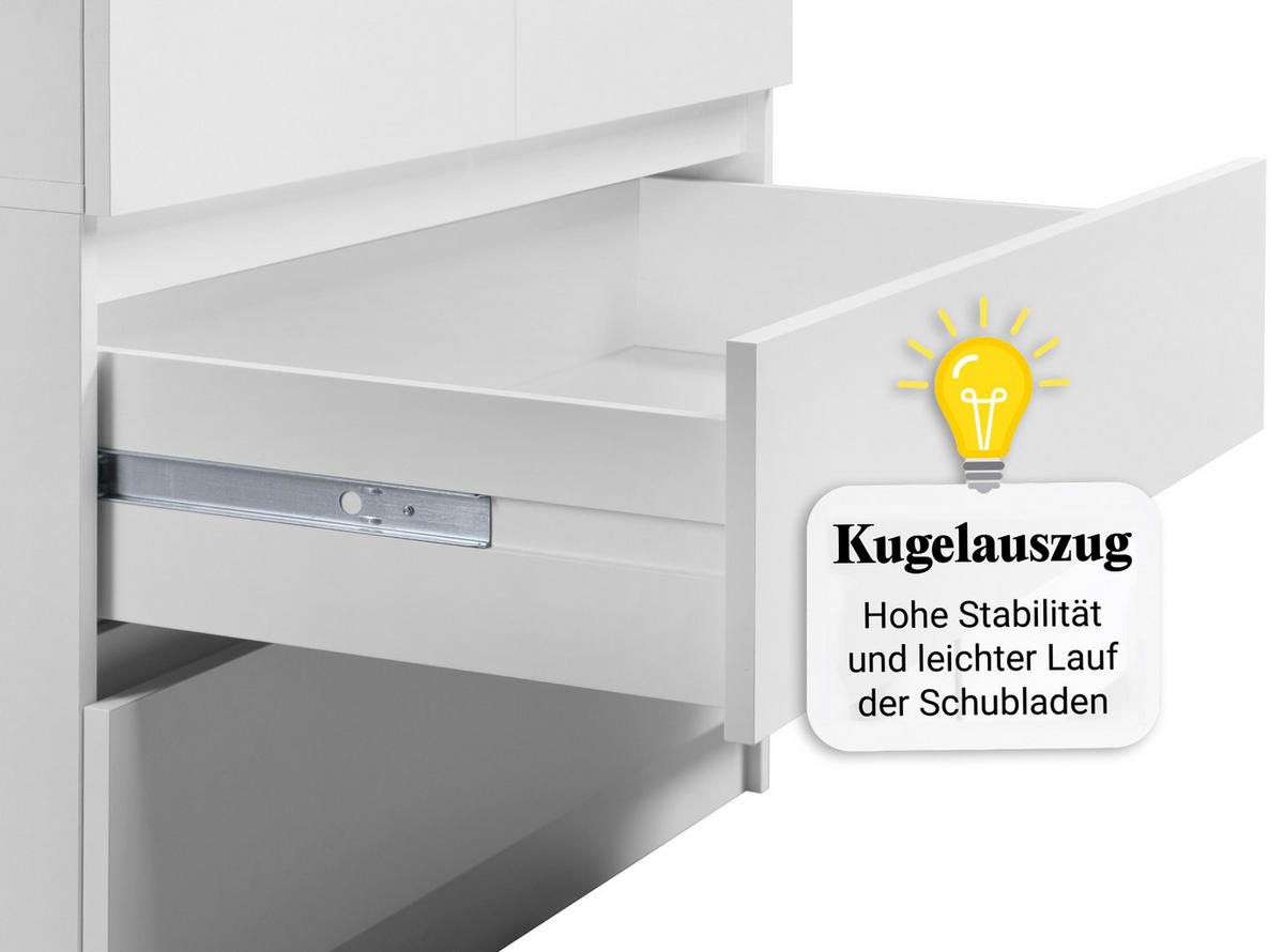 GARDEROBE mit 2 Türen, 3 Einlegeböden und 2 Schubkästen in weiß - Weiß, Holzwerkstoff (90/182/51cm) - Home Collective