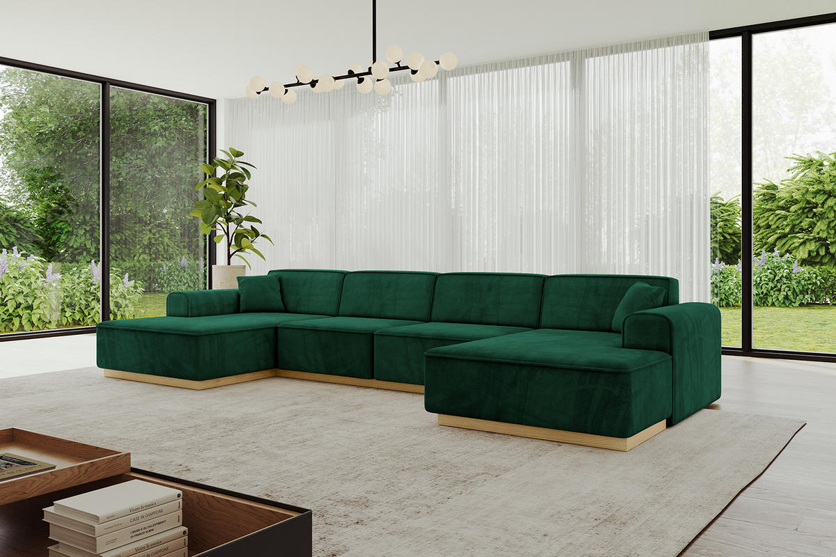 WOHNLANDSCHAFT IREA-U2-v2 - 382x165x81 cm Grün - Grün, Holzwerkstoff/Textil (382/81/165cm) - ALTDECOR