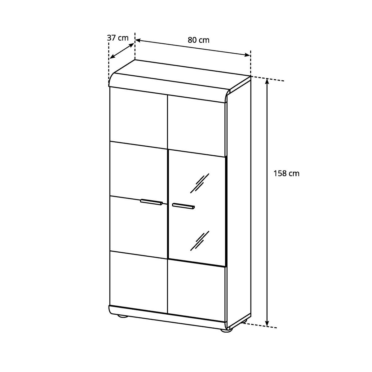 VITRINE LYNGDAL WIT1 MDF-Leiste Eiche Sonoma Eiche Sonoma - Sonoma Eiche, Glas/Holzwerkstoff (80/158/37cm) - Komodee
