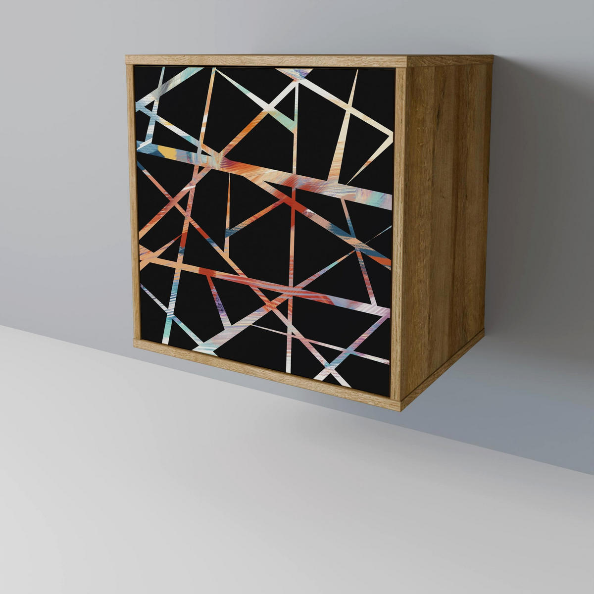 SIDEBOARD POLYGON VERVE, Eichefarben, 57,5x42x75,5 cm, Goldfarbene Metallfüße - Eichefarben/Goldfarben, Holzwerkstoff/Metall (57.5/75.5/42cm) - SpaceRebels