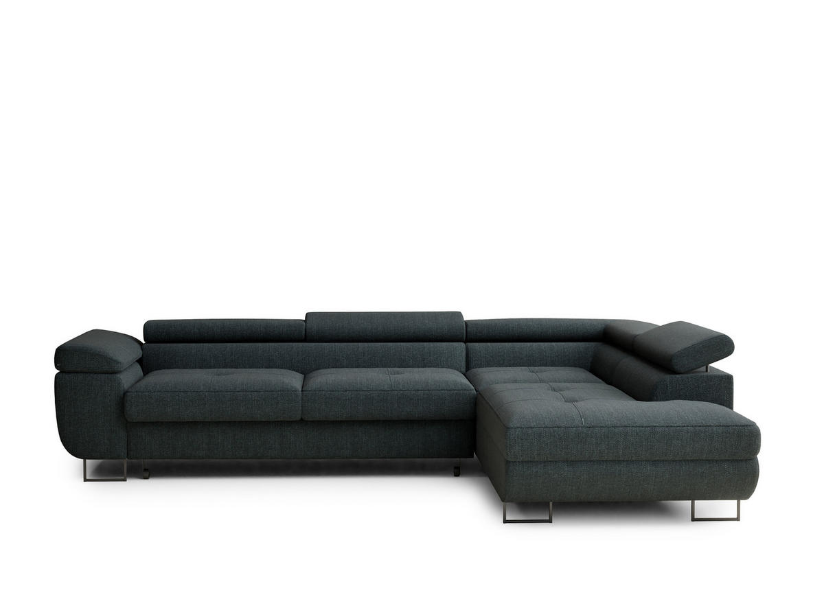 ECKSOFA Concord Türkis Webstoff - Rechts Seite - Türkis/Schwarz, Holz/Holzwerkstoff (277/203cm) - Maison de Reve