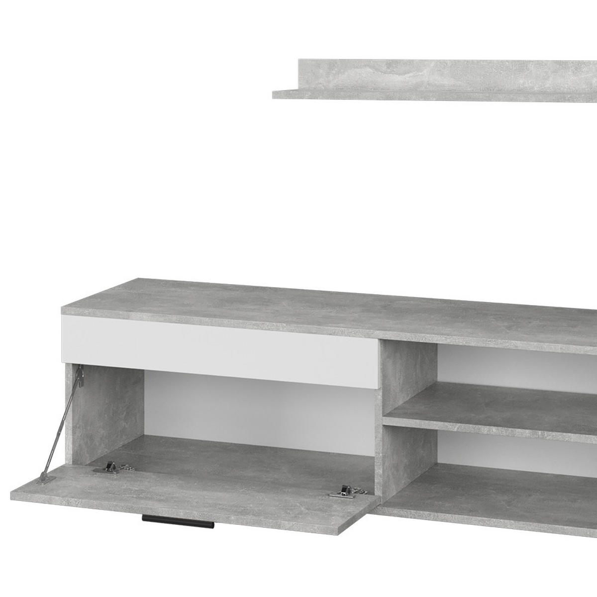 NÁSTĚNNÁ SKŘÍŇKA Berno Beton/bílá - šedá/bílá, kompozitní dřevo (139.8/38.9/35.3cm) - Vicco