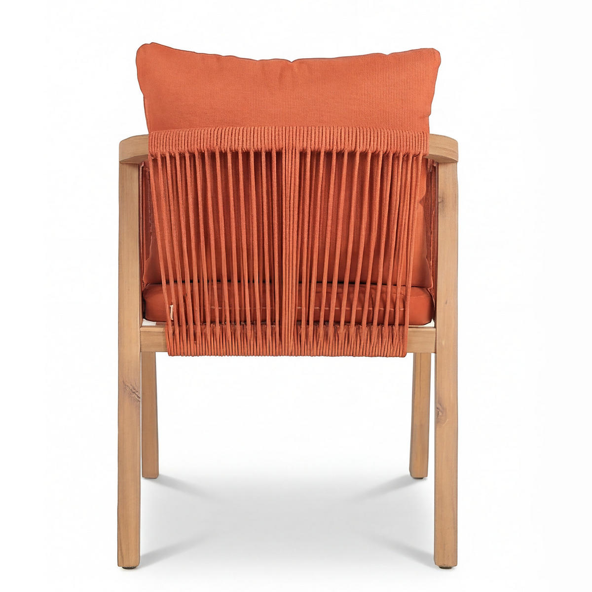 GARTENSTUHL - 2er-Set - Akazie massiv / Webstoff - Terracotta, Holz/Textil (58/77/62cm) - home24