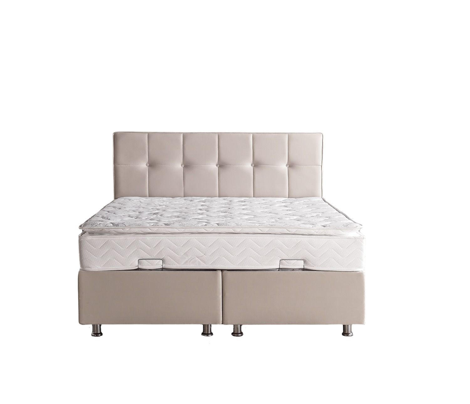 POLSTERBETT-SET LARA 160x200 Creme - Bett inkl. Matratze - Creme, Metall (160/200cm) - Villa Möbel