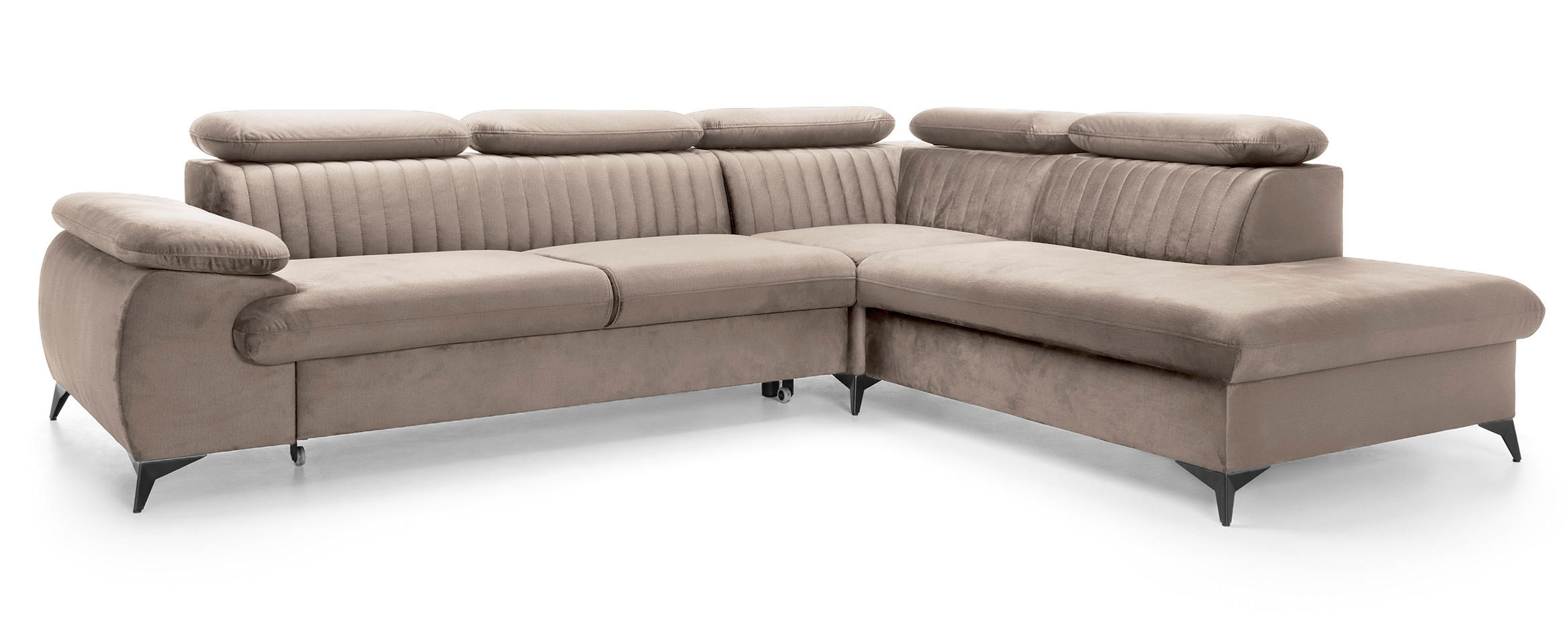 ECKSOFA 275 cm mit verstellbaren Kopfstützen Xanto L, Rechts, Hellbraun - Hellbraun, Holz (221/275cm) - Emporius