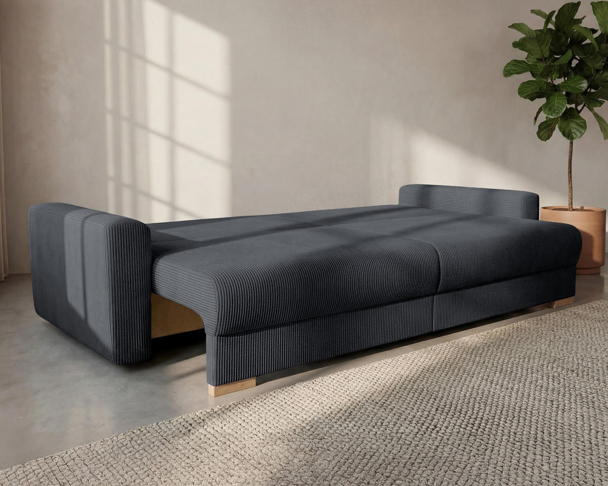3-SITZER-SCHLAFSOFA ELMA mit Bettfunktion, dunkelgrau - Dunkelgrau, Holz (92.5/79/230cm) - Homesy