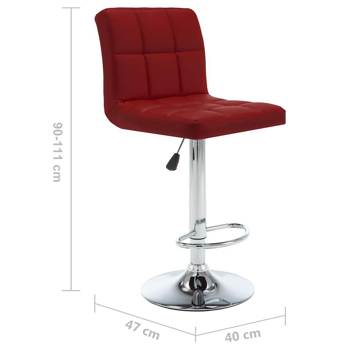 BARHOCKER 2er set Weinrot Kunstleder - Weinrot, Leder (47/114/40cm) - vidaXL