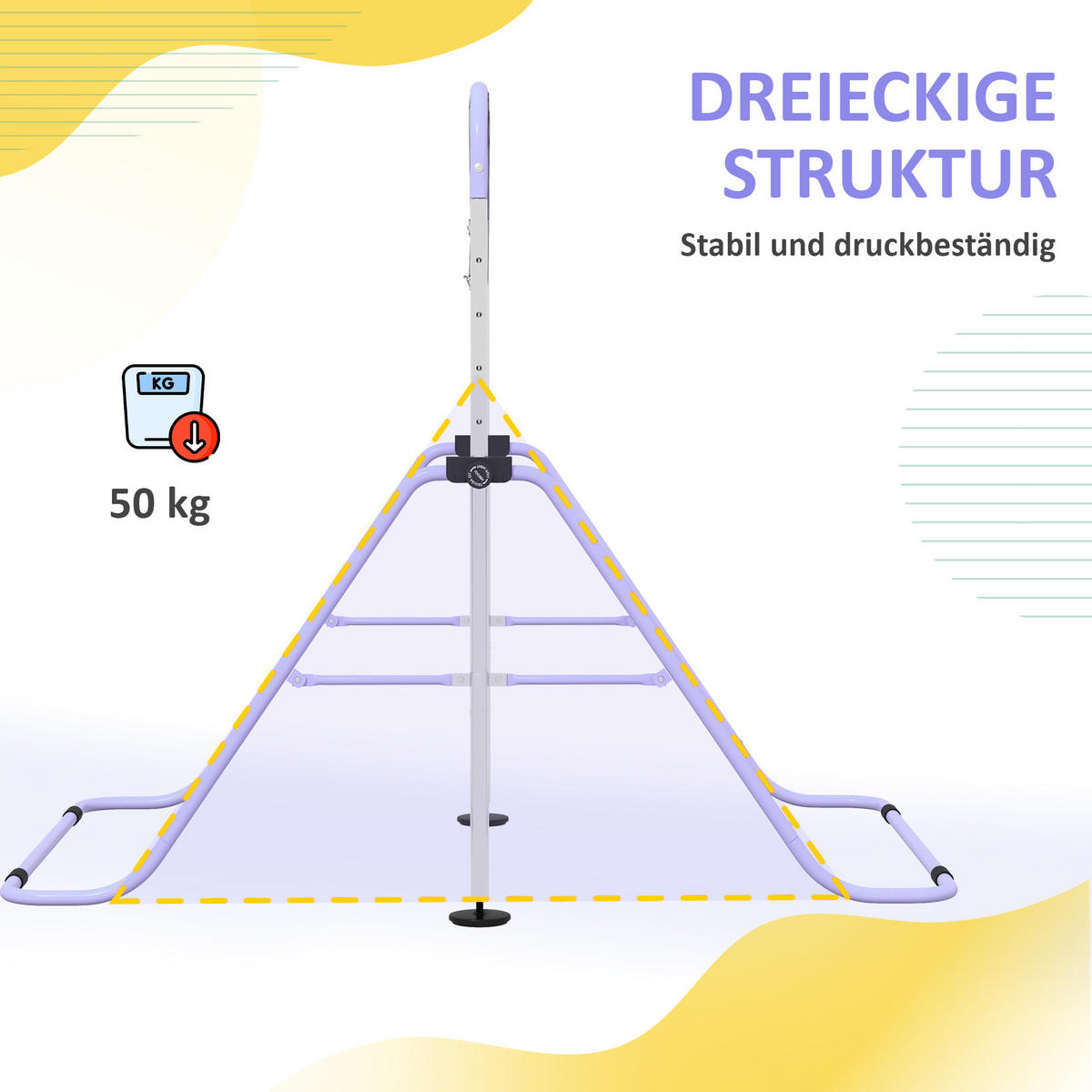 KINDER-TURNBARREN DE-10928 mit Ringen höhenverstellbar klappbar Pink - Violett, Metall (105/148cm) - ComfortXL