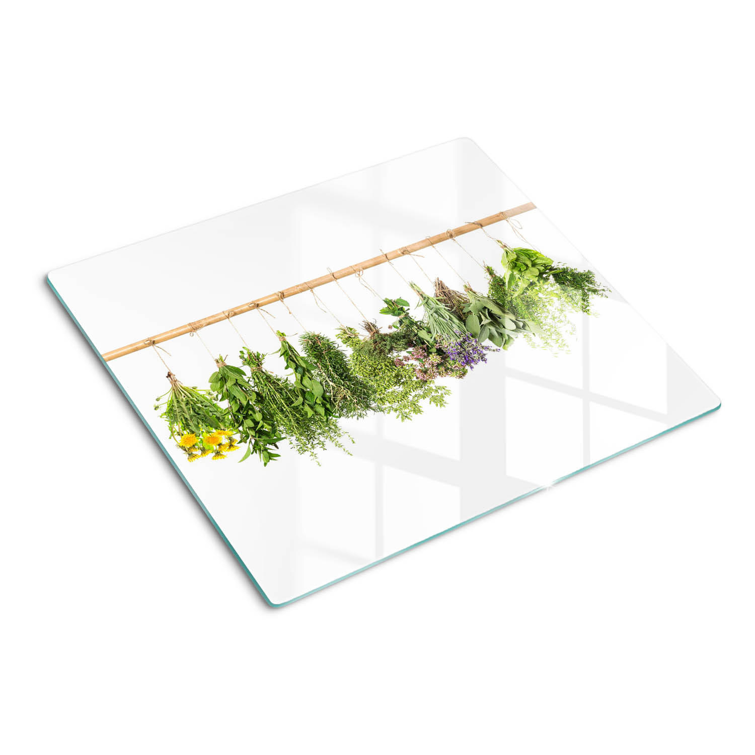 GLASPLATTE 60x52 cm Kräuterschnur - Grün, Glas (60/0.4/52cm) - TULUP