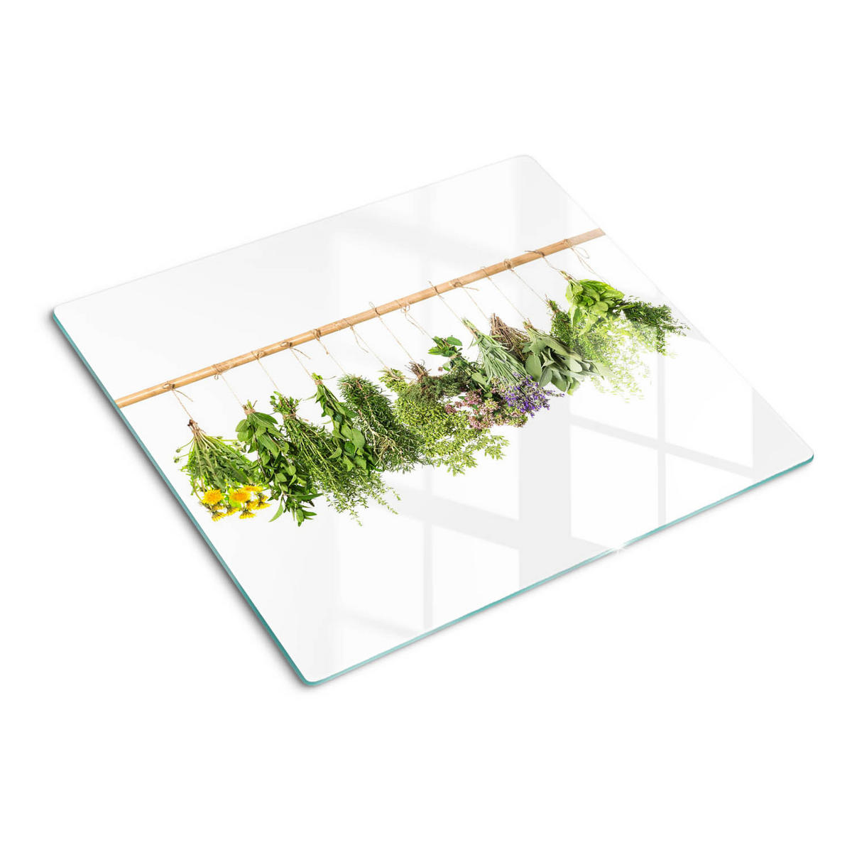 GLASPLATTE 60x52 cm Kräuterschnur - Grün, Glas (60/0.4/52cm) - TULUP