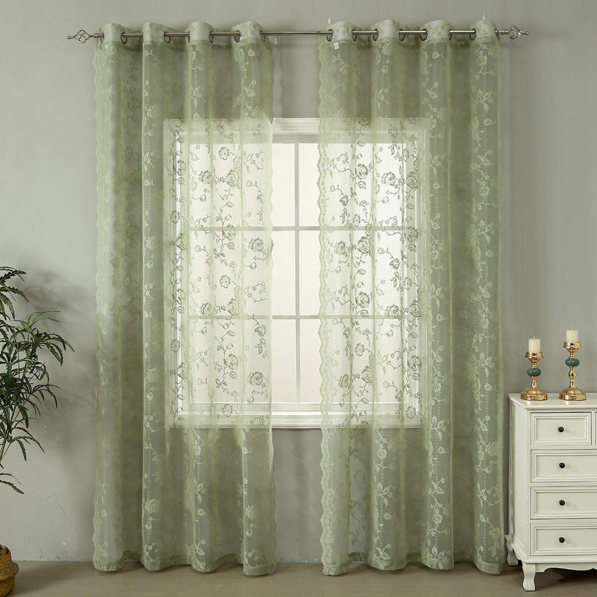 VORHÄNGE – Halbtransparent – Grün – 132 x 160 cm – 2er-Set - Grün, Textil (160/1/132cm)
